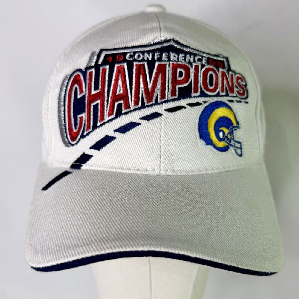 NFL St. Louis RAMs 1999 Conference Champions Hat Cap White Embroidered Vintage